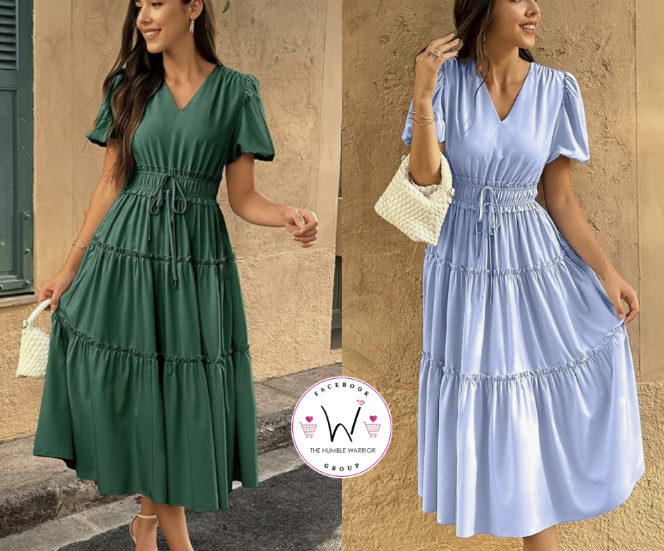 Kirundo Puff Sleeve Midi Dress!